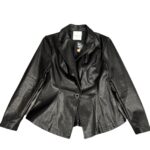 Jacket- black  leather texture  button up