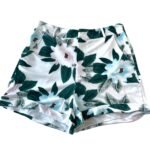 Shorts- flowered  high waisted  cuffed edges