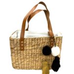 Purse rattan handle bag (12 inch-height: 10 inch)