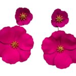 Earrings - Pink Fuchsia flowers with gold in middle