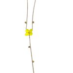 Necklace-Yellow 3D Flower With Gold Ball Accents