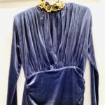 Blue Draping Velvet Dress
