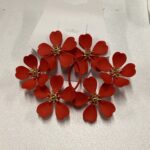 Flame/Orange Red-DropHoop Earring with Metal Daisy Flowers