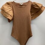 Shirt- Brown Ruffle Bodysuit shirt