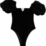 Bodysuit - Black puff sleeve body suit