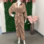 Dress- Brown Sleeve Slit Dress
