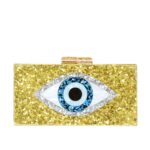 Evil Eye Glitter Flake Clutch Crossbody Bag