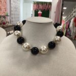 Necklace- Oversized Pearl with Black Accents