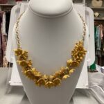 Necklace- resin flowers-honey